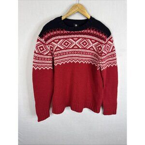 Roots Winter Edition Lambswool Sweater Mens M Red Fair Isle Vintage‎
